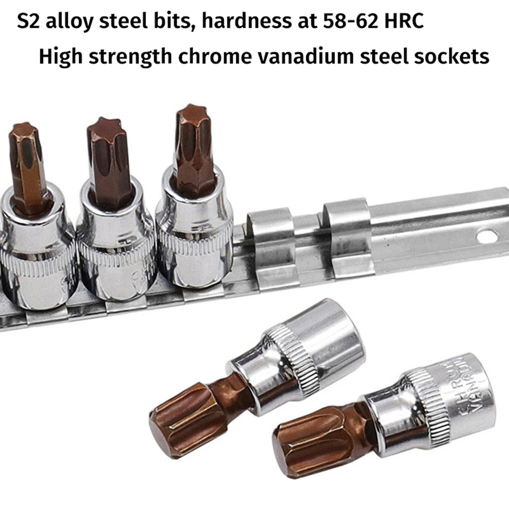 Torx Hex Screwdriver Bits Set 1/4 3/8 Inch Impact Drive Socket T10-T60 H2.5-H14
