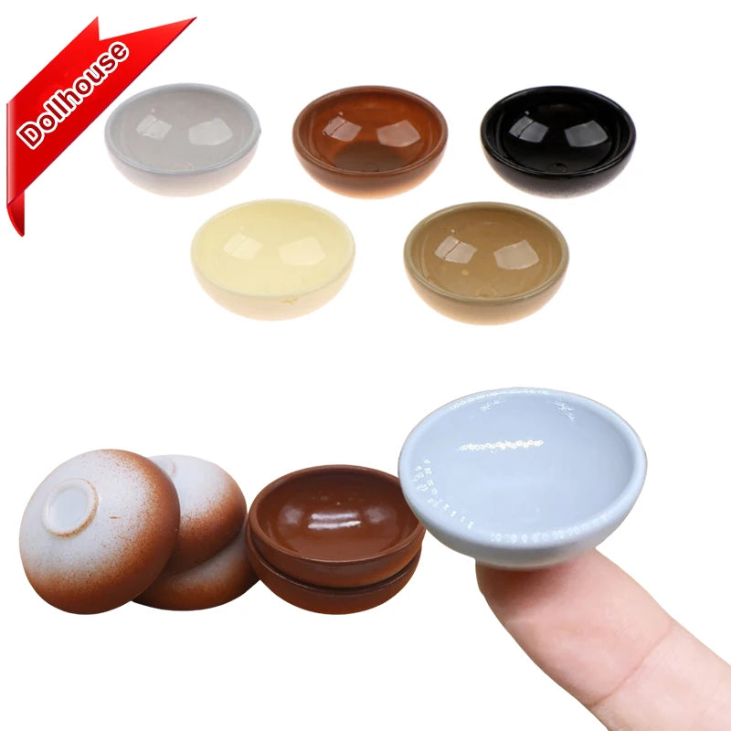 5Pcs 1:12 Dollhouse Miniature Fruit Bowl Salad Bowl Soup Plate Mini Cutlery Kitchen Tableware Decor Toy Doll House Accessories