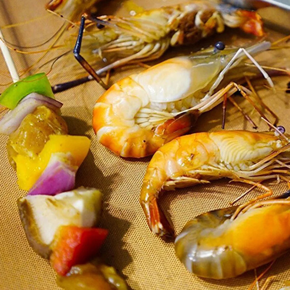 2 pcs Reusable Nonstick Bbq Grill Mat 16X13.8In For Vegetables Bacon Fish Kebabs Outdoor Grilling Baking Sheet Cooking Tool