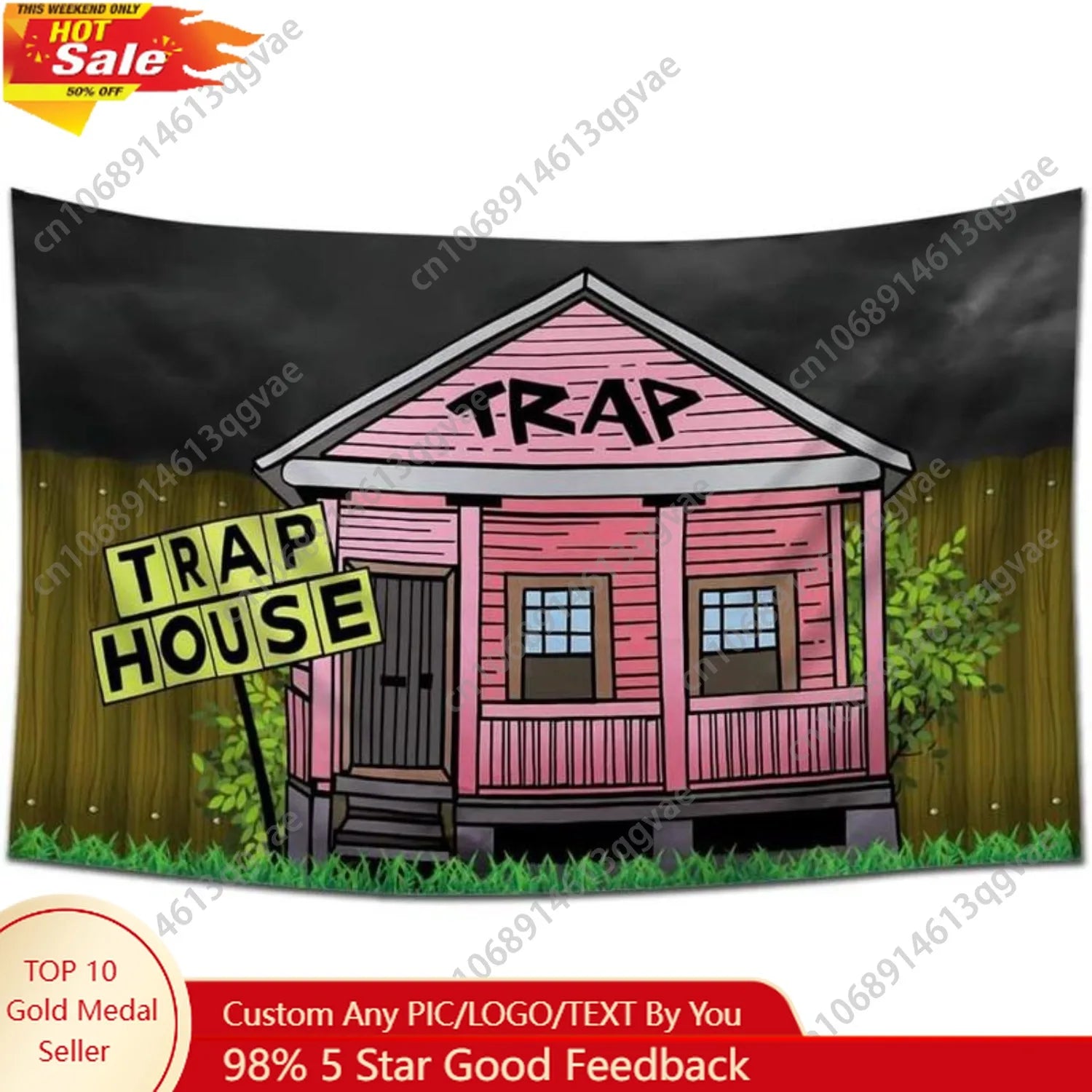 Trap House Banner Tapestry Lightweight Decoration Design Wall Art Decorative Hanging Dorm Garage Decor Man Custom Decoration