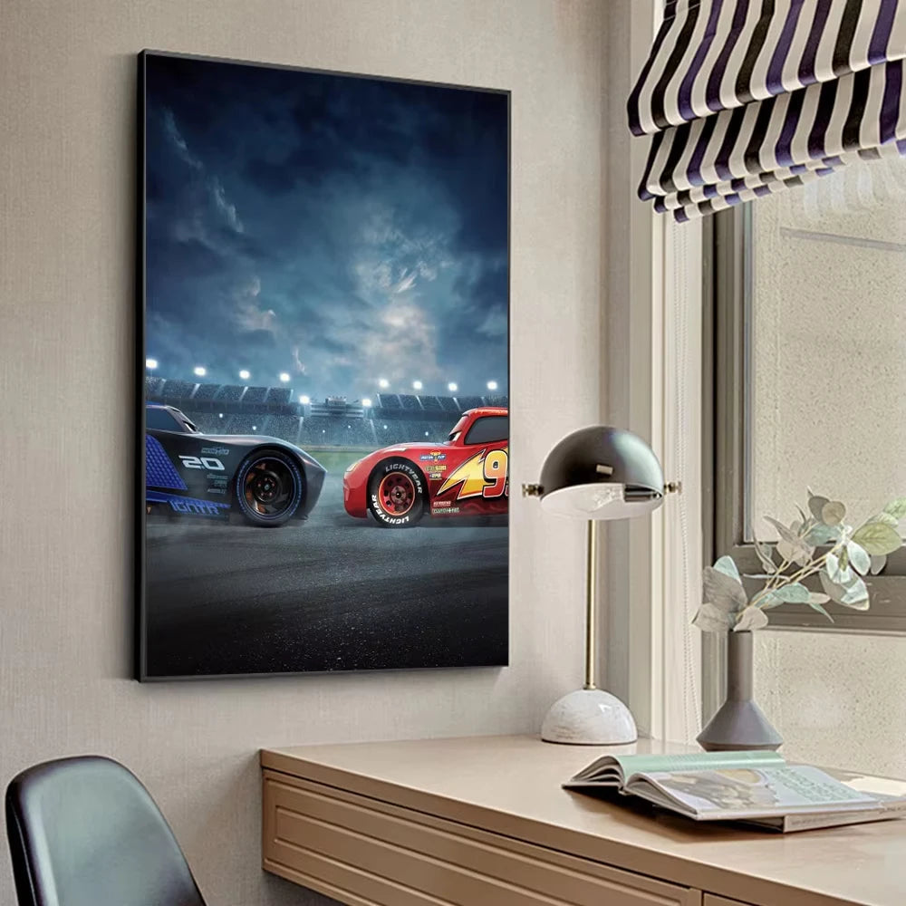 MINISO Kids Cartoon Speed Car Disney Home Living Room Bedroom Decorative Wall Art Anime Posters Mural Wall Art Canvas HD Prints