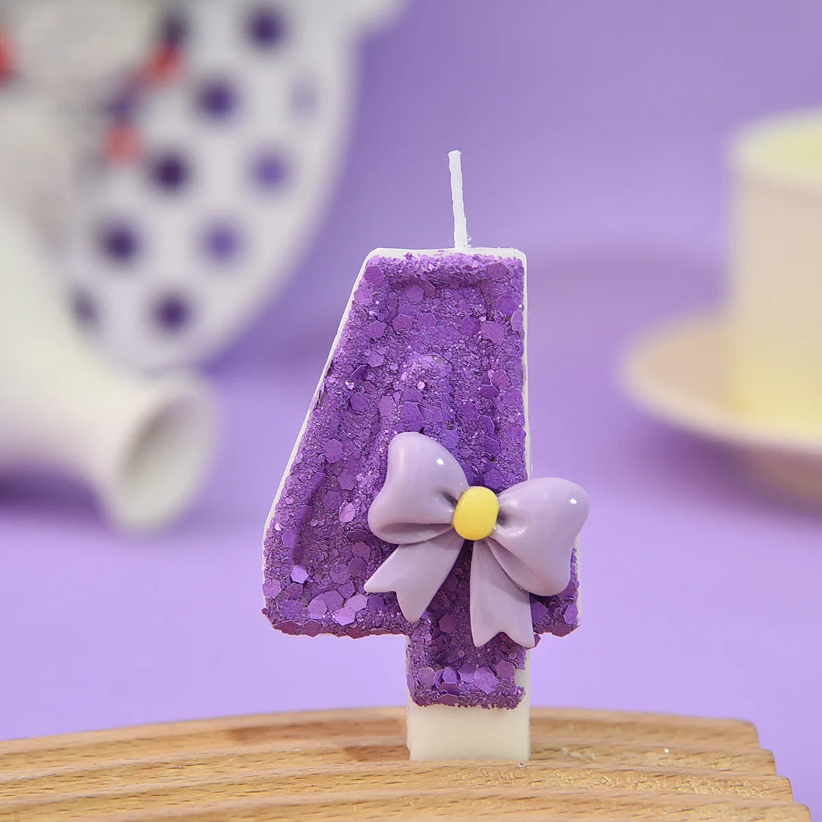 Purple Birthday Candles. Bow Number Candles. Birthday Cake Decoration, First Birthday Party Candles, Princess Butterfly