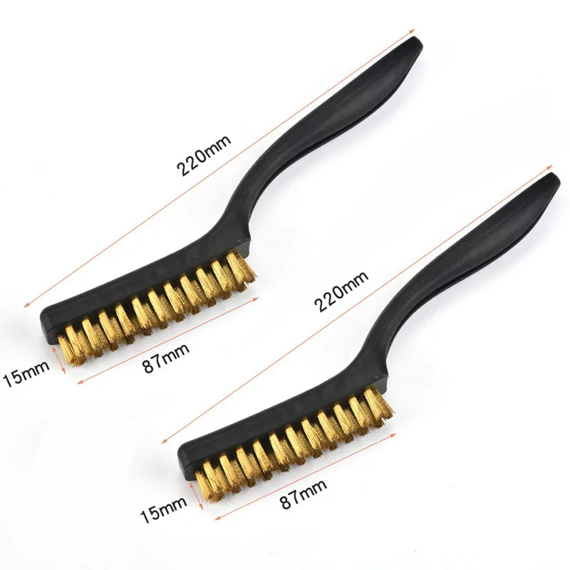 2pcs Wire Brushes Wire Brush and Copper Brush Stainless Rust Scrub Remove Cleaning Tools Mechanical Parts Cleaning Accessories
