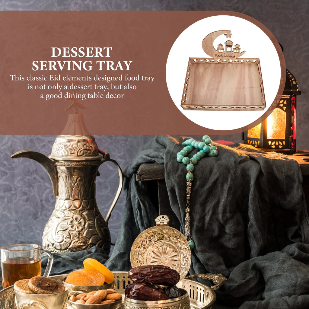 Sweet Treats For Eid Wooden Dessert Serving Tray Ramadan Festival Decor Snacks Storage Dried Fruits Tray Home Party
