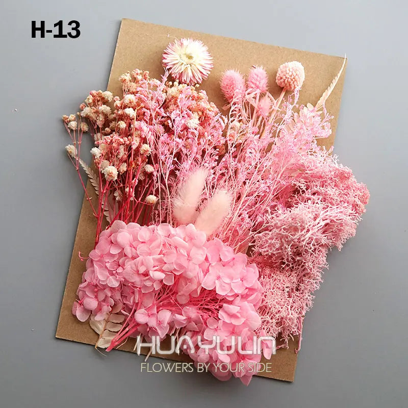 1 Pack Artificial Plants Dried Real Flowers Preserved Materials Epoxy Resin Candles DIY Floral Materials Hydrangea Set Flowers