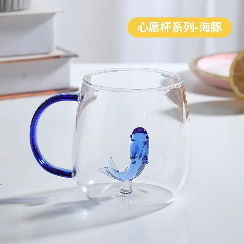 3D Cartoon Animal Shape Glass Cup for Home, Cute Water and Coffee, Single Layer Cup with Guests, Juice and Cold Drink