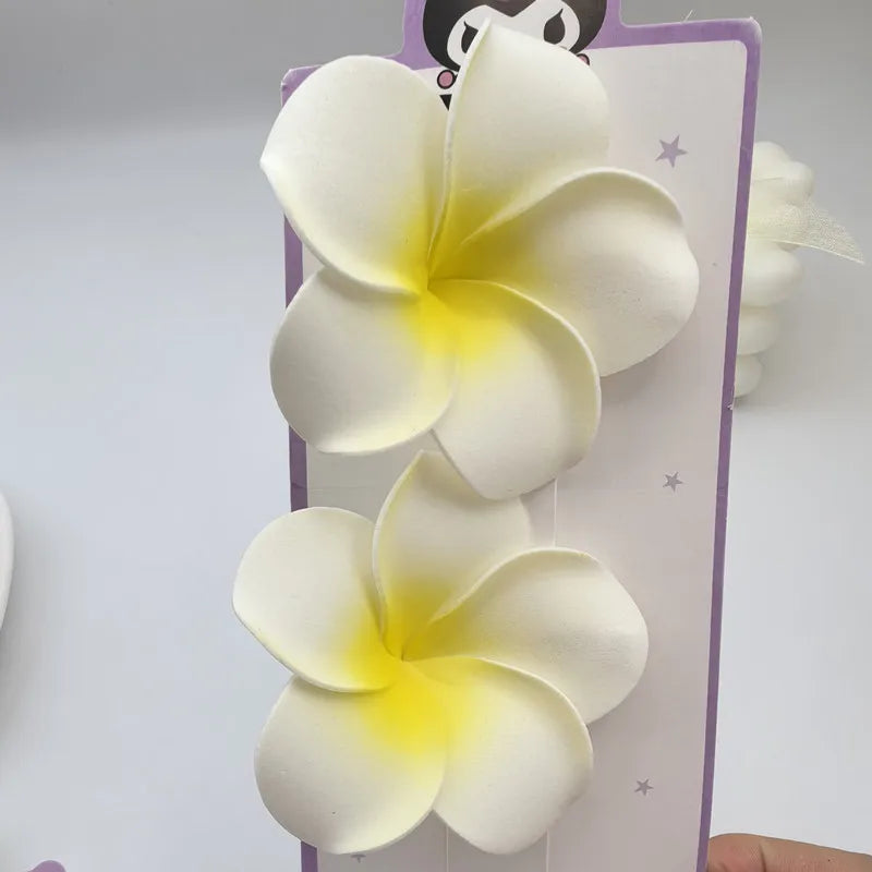 2pcs Artificial Hibiscus Hair Clip EVA Foam Beach Holiday Flower Accessory Seaside Shooting Prop