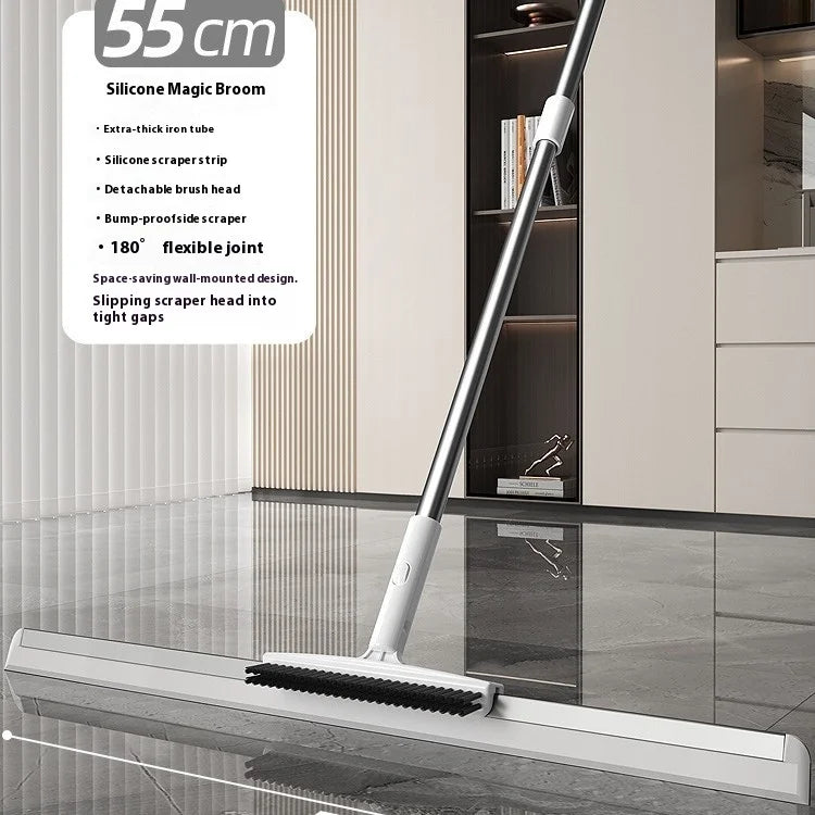 Silicone Squeegee Mop Bathroom 2 in 1 Sweeping Water Wiper for Kitchen Floor Tile Fast Drying Hair Removal Non Scratch