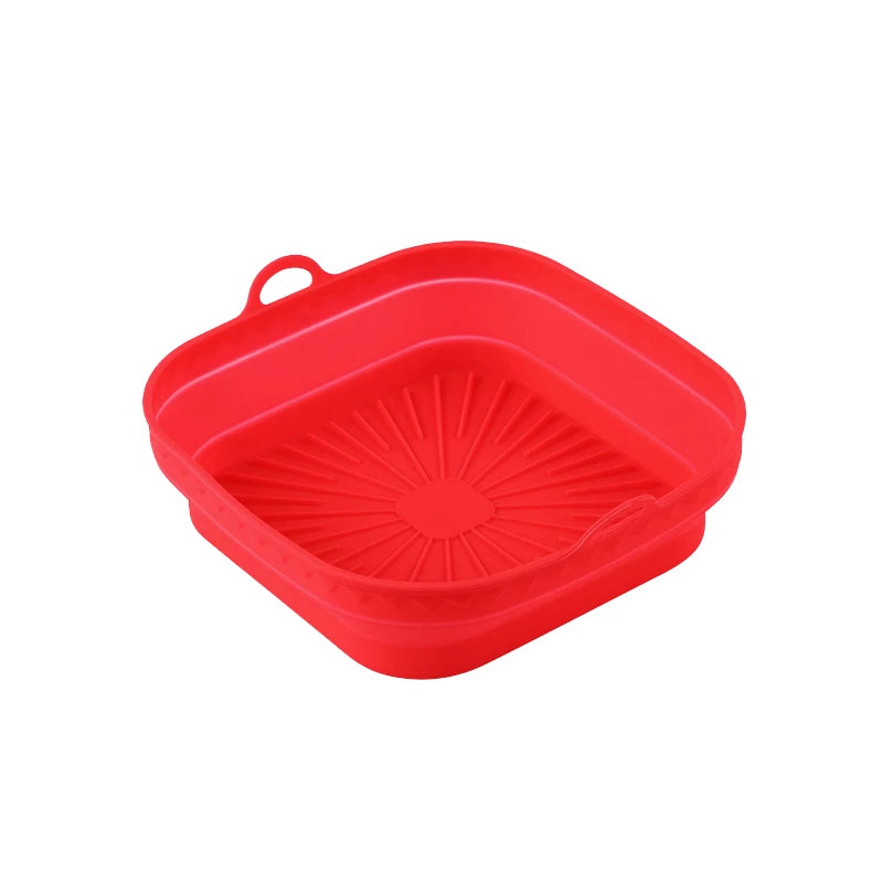 1Pcs Silicone Air Fryer Oven Baking Tray Pizza Fried Chicken Basket Pad Air-fryer Pot Food Plate Reusable Airfryer Pan Liner