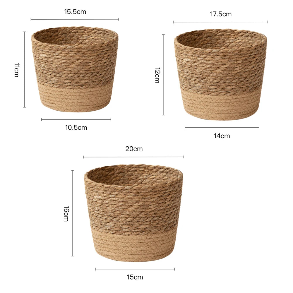 Straw Weaving Flower Plant Pot Wicker Basket Rattan Flower pot Storage Basket Garden Handmade Woven Planter Pots For Plants