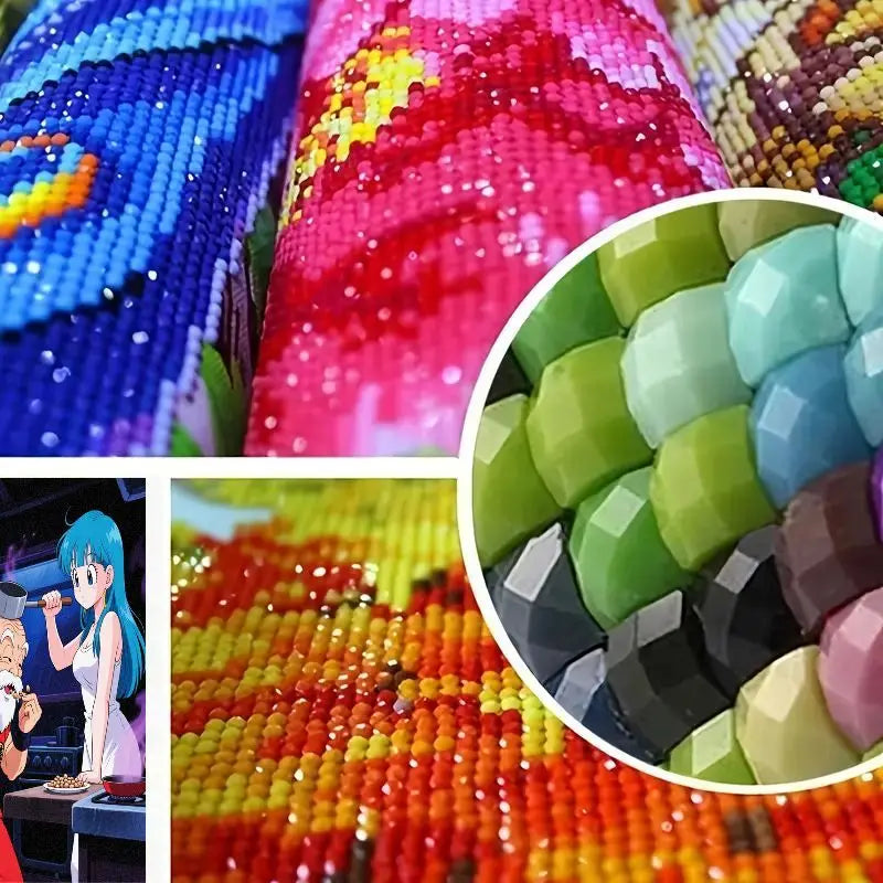 1PC DIY 5D Diamond Painting Kit Dragon Ball Z Anime Bulma Master Roshi Cooking Scene Full Drill Diamond Art Home Decor Wall Art