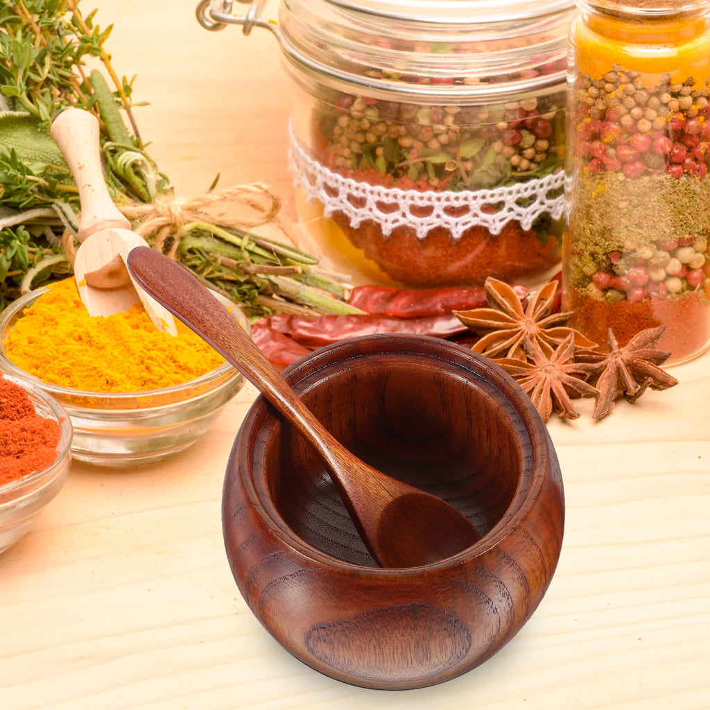 2Pcs Wooden Spice Containers Premium Kitchen Gadgets Set for Condiment Storage Nordic Minimalist Design Seasoning Box