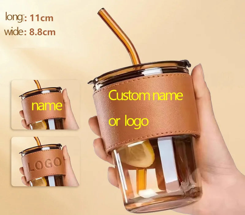 Custom Glass With Straw Display Logo Text Boyfriend Family Father Gift Valentine's Day Outdoor Sports Drinking Water Daily