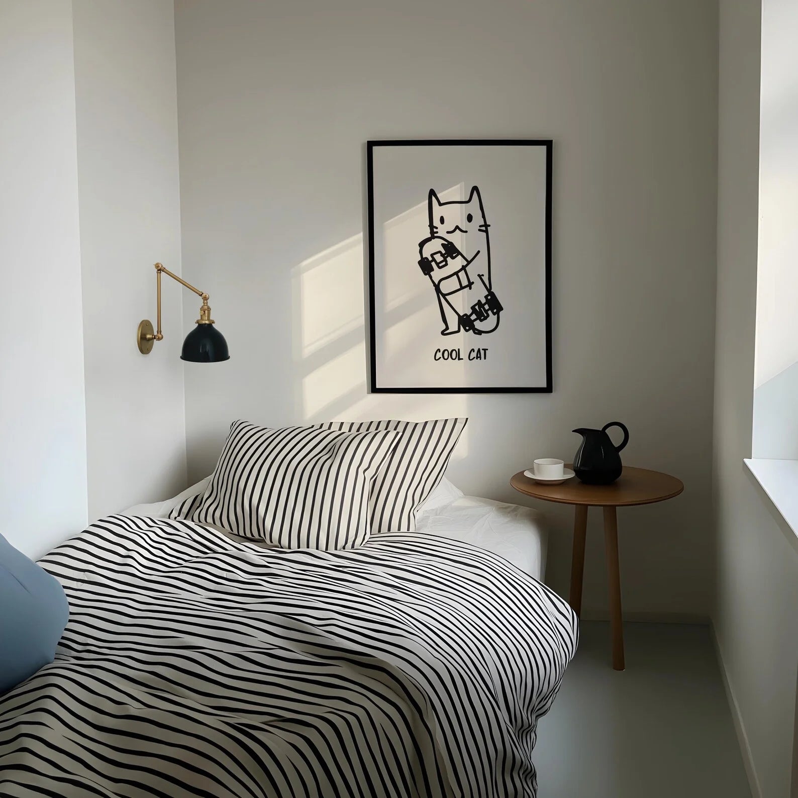 Cat Wall Art, Funny Skateboard Cat Poster, Digital Wall Art, Cat Lover Gifts, Funky Wall Art, Cute Kitten Illustration, Cool Dig