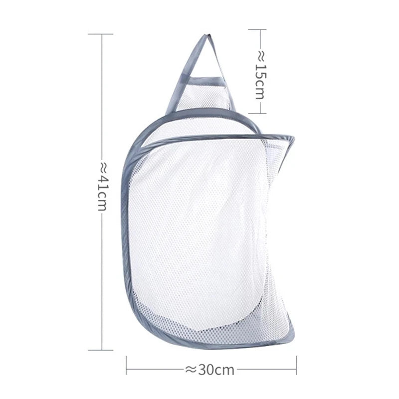 Large Hanging Laundry Basket Storage Bag Foldable Organizer For Dirty Clothes Meshcloth Multi-pocket Clothing Toy Storage Home