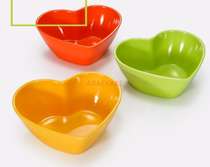 Medium love shaped bowl plastic melamine Dim sum tableware breakfast bowl dessert bowl fruit salad bowl