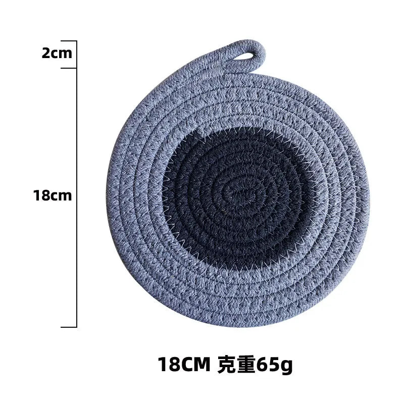Colored Placemat Pastoral Style Thickened Insulation Cotton Linen Woven Table Mat Heat Resistant Anti Scalding Sand Pot Cup Mat