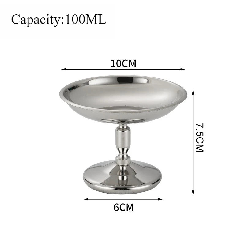 Ice Cream Cup Stainless Steel 304 Serving Dessert Bowl Cups Sauce Bowls Mini Round Footed Yogurt Snack Candy Cup for Salad Fruit