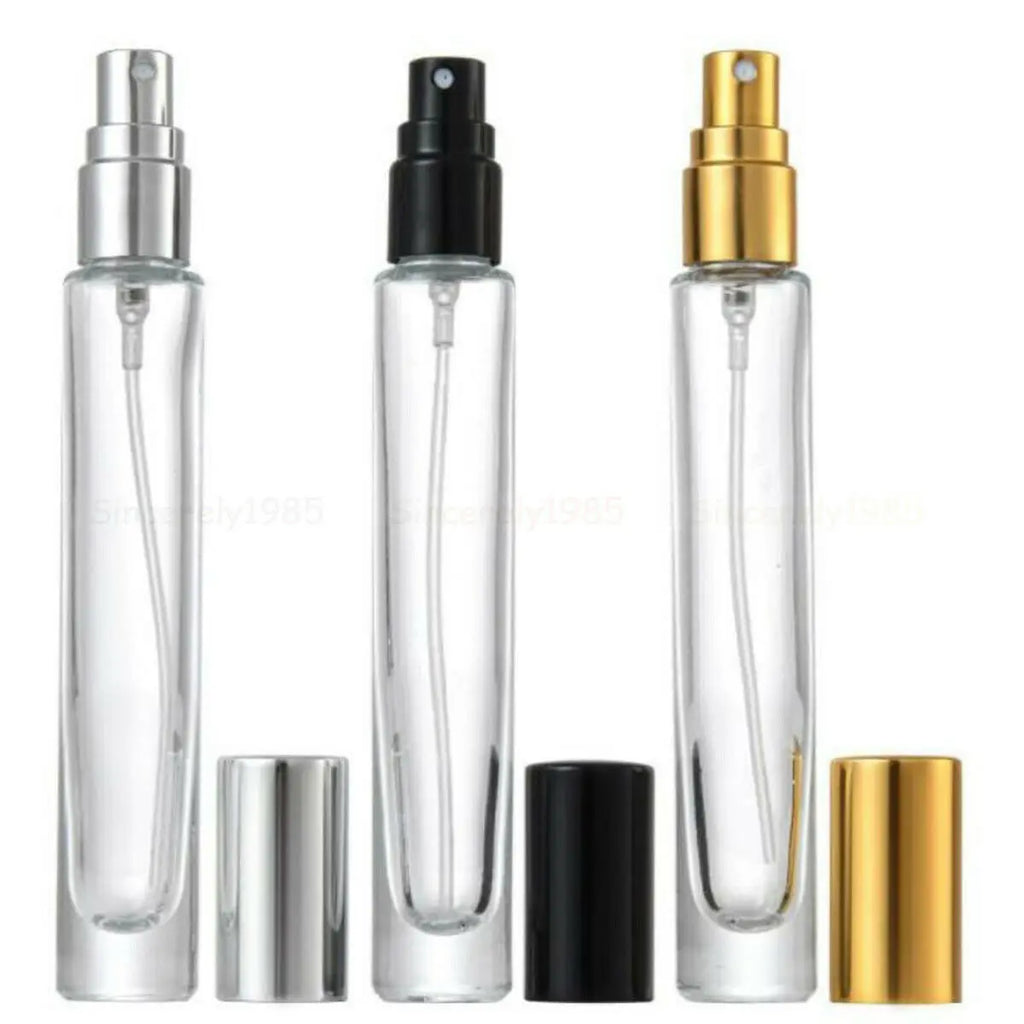3X 10X 10ML Clear Round Thick Glass Perfume Oil Bottles Spray Atomizer Empty Sample Vial Refillable Sprayer Flacon High Grade