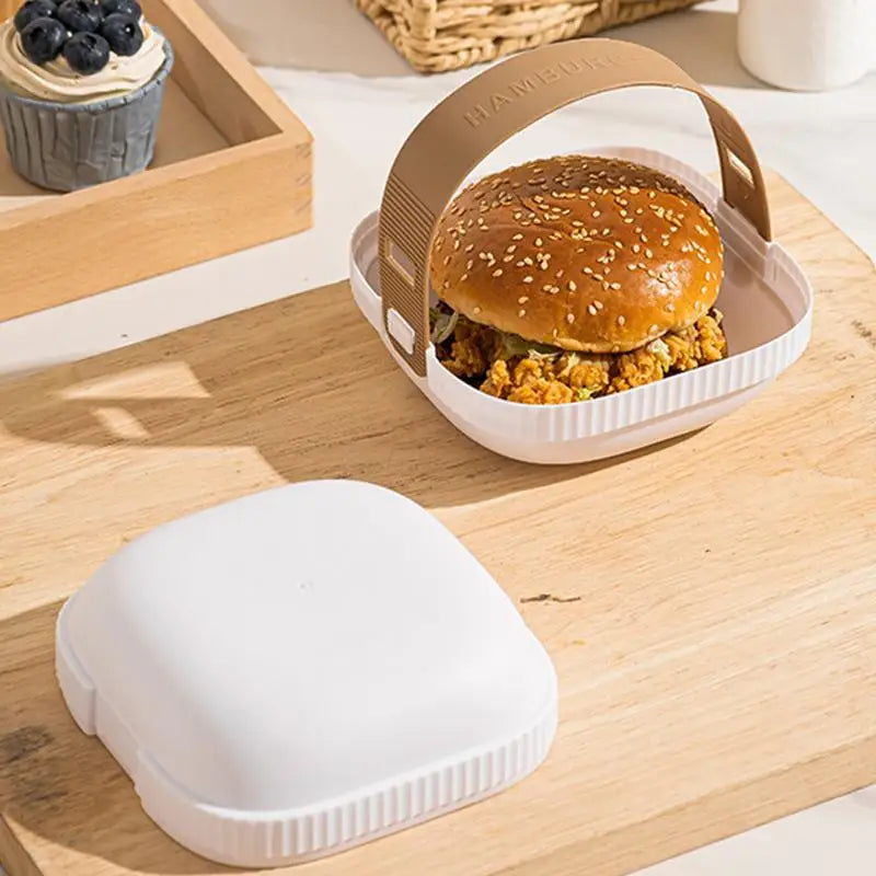 Hamburger Container For Lunch Cake Hamburger Box With Lid Portable Take Out Food Box Sushi Packaging Box Pastry Hamburger Bun