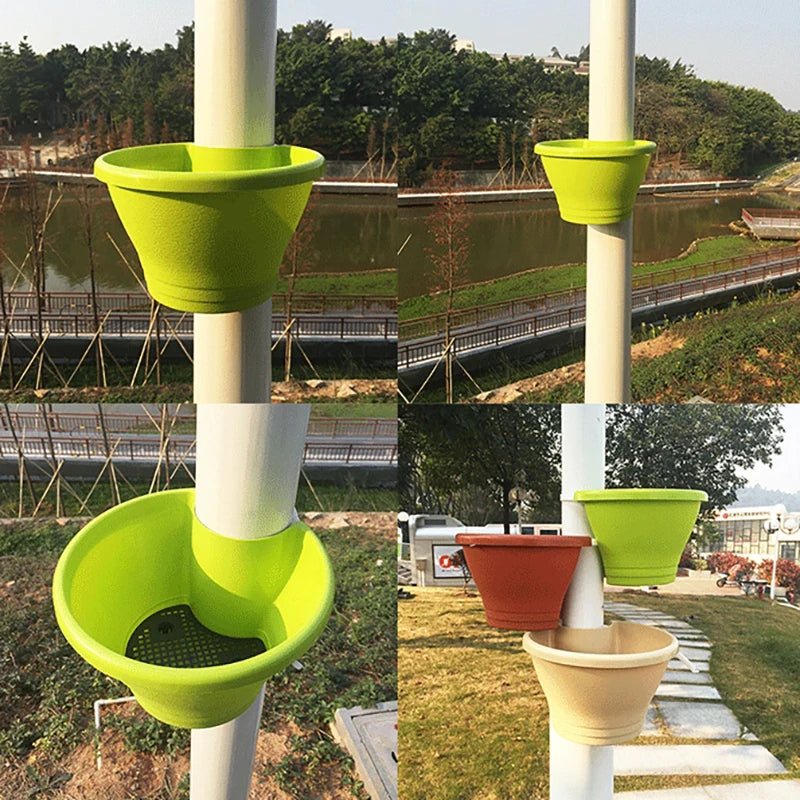 Flower Pot Exquisite Wall-mounted Plastic Wall Hanging Basket Flowerpot For Outdoor Garden Balcony Planter Bucket Home Decor