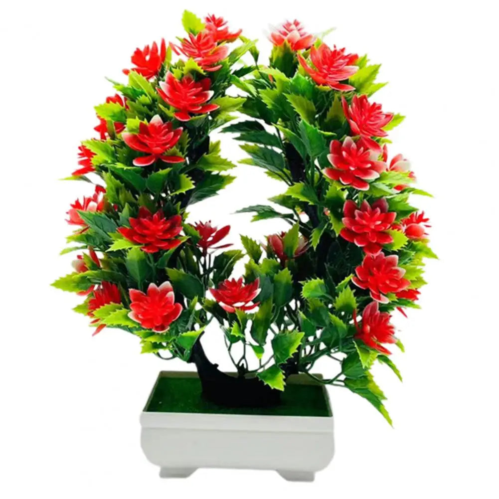 Artificial Flower Bonsai Realistic UV Resistant Plastic Easy Care Fake Flowers Bonsai for Outdoor