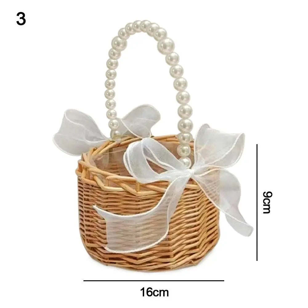 Willow Rattan Flower Girl Baskets Sturdy Yellow Flower Arrangement Basket Woven Basket Handmade Wicker Half Moon Baskets Wedding