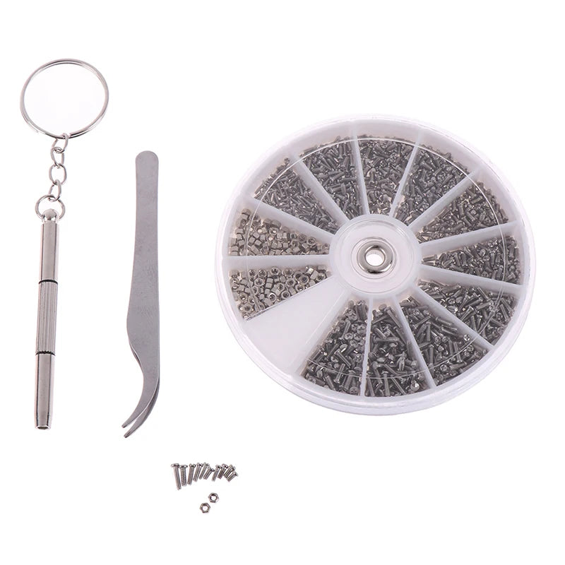 600/1000Pcs Tiny Screws Nut Assortment Repair Tool For Micro Eyeglass Sun Glasses Spectacles With Micro Screwdriver And Pliers