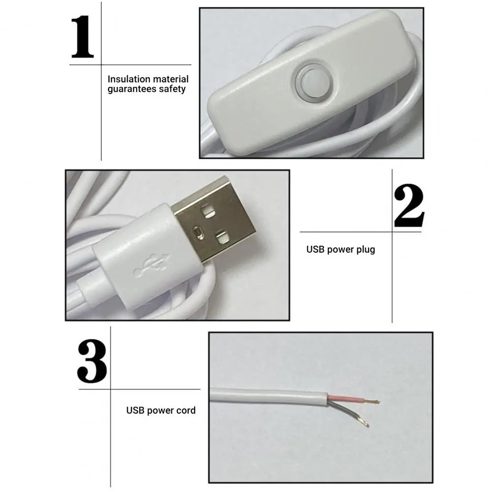 Switching Power Cord Insulated LED Light Toggle Power Supply Cable Heat Resistant LED Lamp USB Extension Switching Power Wire