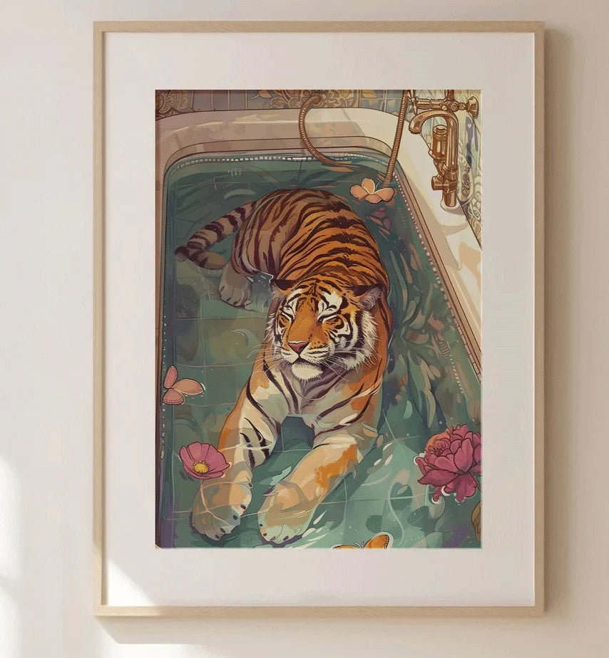 Maximalist wall art, Printable eclectic wall art, Feminist Wall Decor, Digital wall art, Colorful Poster, Trendy Tiger , Digital