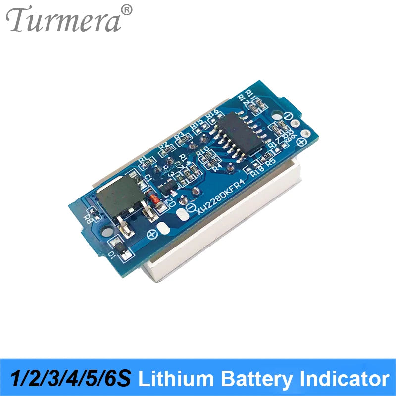 Turmera Battery Indicator LED Display 1S 4.2V 2S 8.4V 3S 10.8V 4S 14.4V 5S 18V 6S 25V 12V 24V 36V 48V for Screwdriver Drills Use