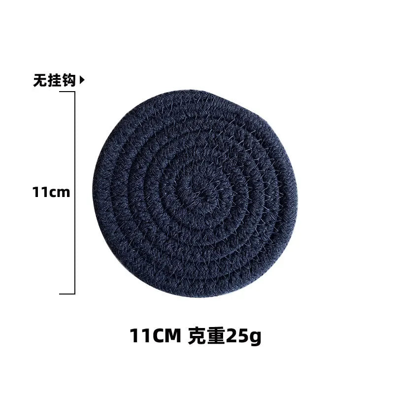 Colored Placemat Pastoral Style Thickened Insulation Cotton Linen Woven Table Mat Heat Resistant Anti Scalding Sand Pot Cup Mat
