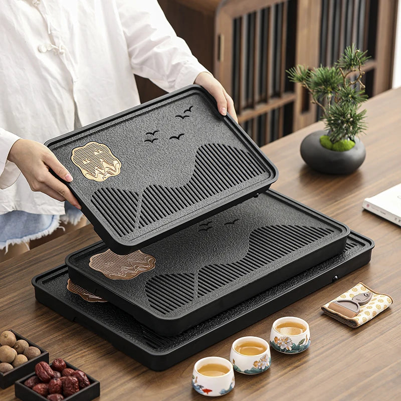 Chinese Style Aesthetics Tea Tray Kung Fu Light Luxury Lounge Creative Modern Tray Gift Serving Ceremony Bandejas Home Products