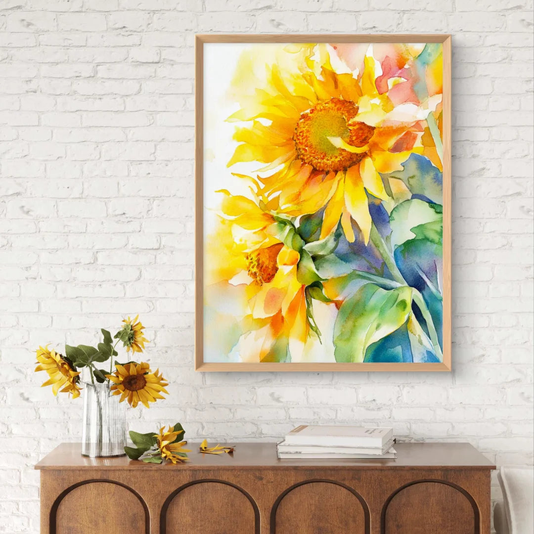 Sunflower Painting, Sunflower Canvas Print, Canvas Wall Art, Floral Art, Colorful and Vibrant Print for Home, Contemporary Impre
