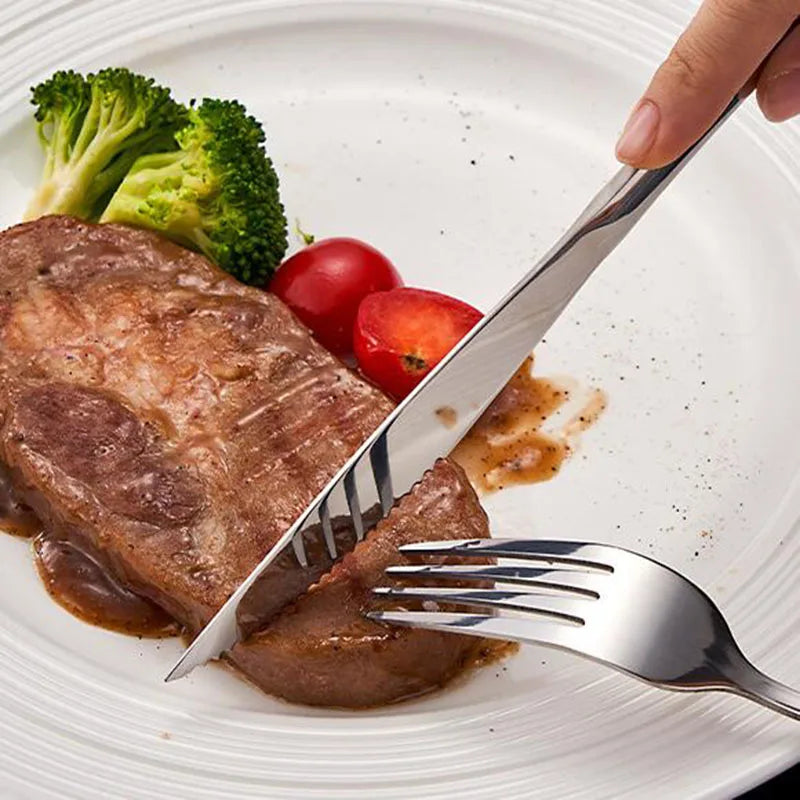 4Pcs/Set Stainless Steel Tableware Set Flatware Thicken Metal Fork Knife Spoon Set for Kitchen Dinner Supply