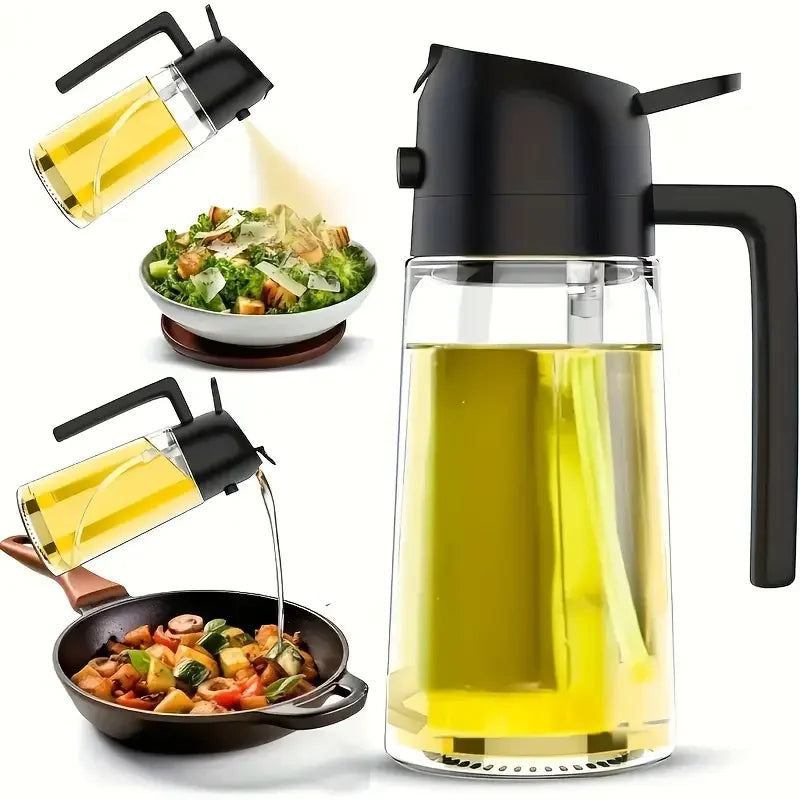 1pc 450ML Dual-Purpose Oil Mister Bottle with Automatic Shut-Off Sprayer - BPA-Free PET Plastic for Cooking, Grilling, Baking