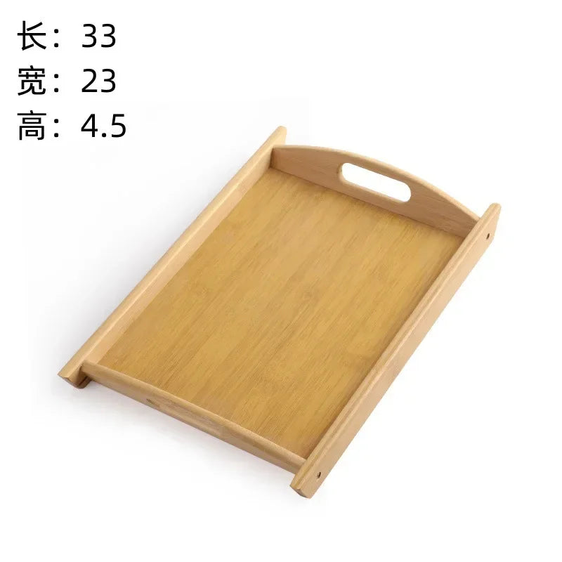 Wooden Bamboo Tray - Rectangular Serving Platter for Home & BBQ | Portable Tray for Bread & Pastries | Eco-Friendly Dining Plate