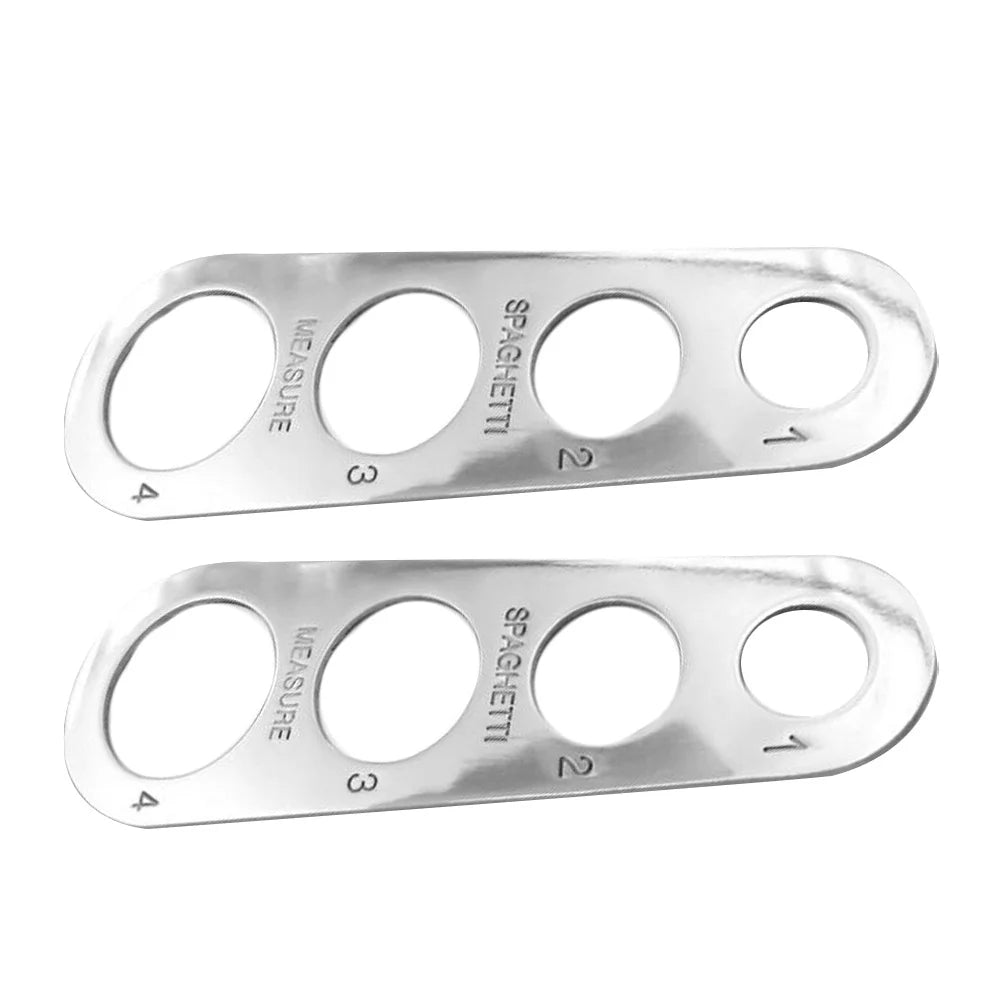 2pcs Spaghetti Measurer Stainless Steel 4 Hole Noodle Measuring Tool Kitchen Gadget For Pasta Portion Control Noodle Ruler