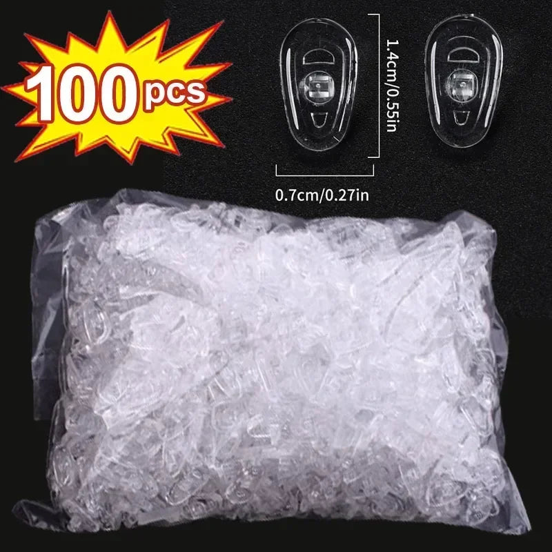 10/100pcs Eyeglasses Nose Pads with Screwdriver Soft Silicone Airbag Glasses Anti-slip Nose Pad Screw Replacement Repair Tools