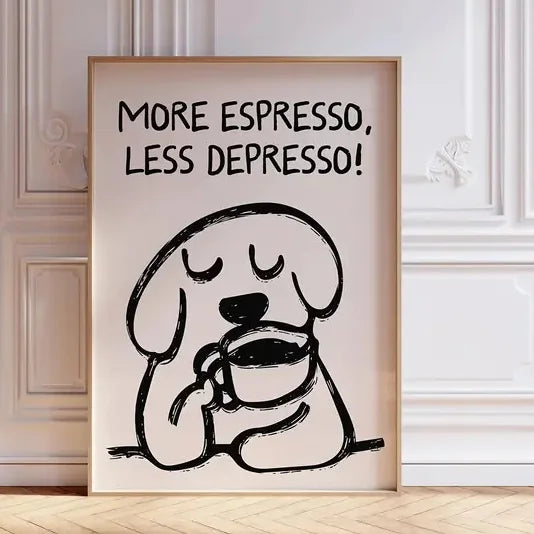 Retro More Espresso Less Depresso Wall Art Prints Canvas Painting Poster Picture For Living Bed Kids Room Home Decor