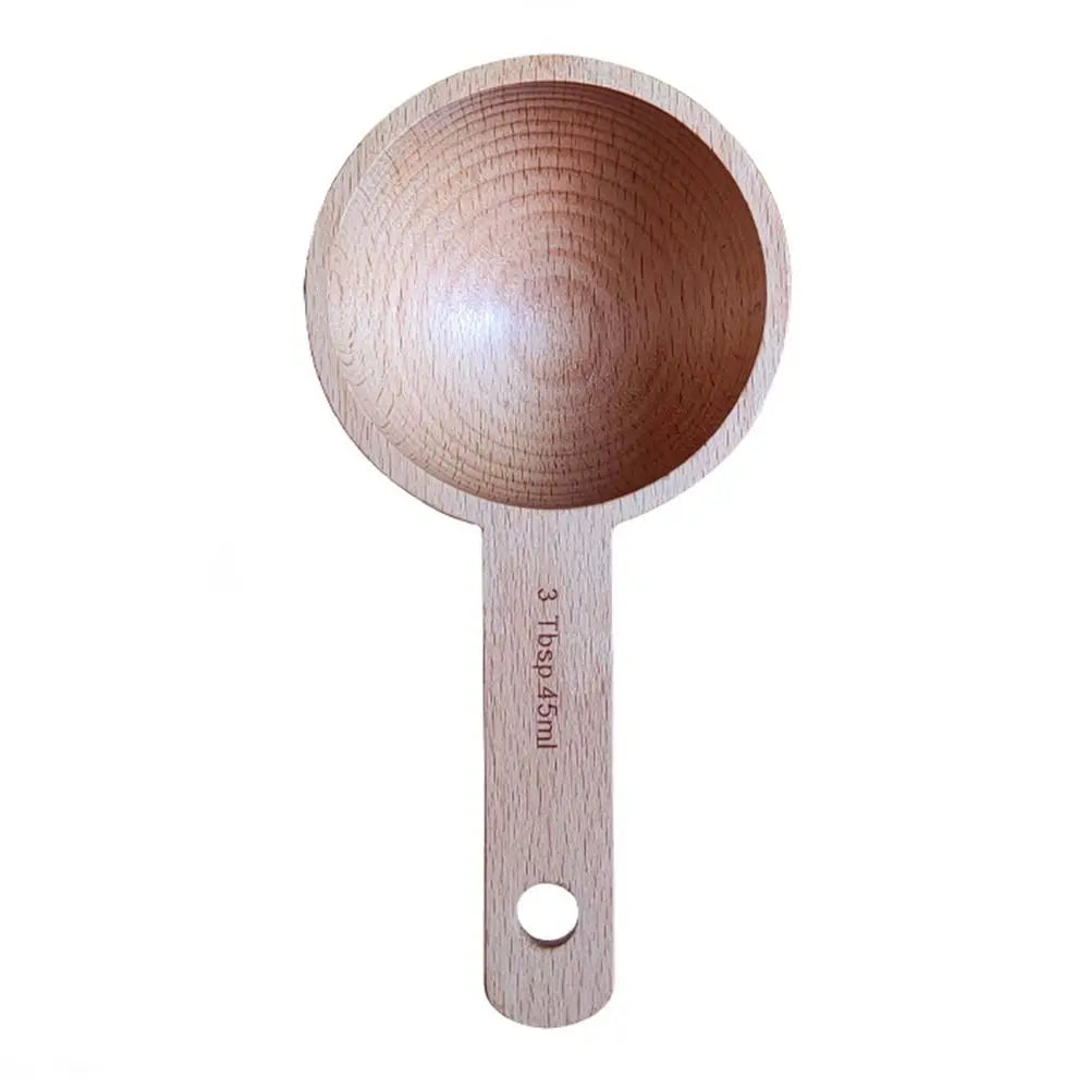 Tablespoon Measuring Spoon Walnut Wooden 7.5/10/15/30/45ml Beech Wooden Spoon Hangable Kitchen Measuring Tools Coffee Bean Spoon