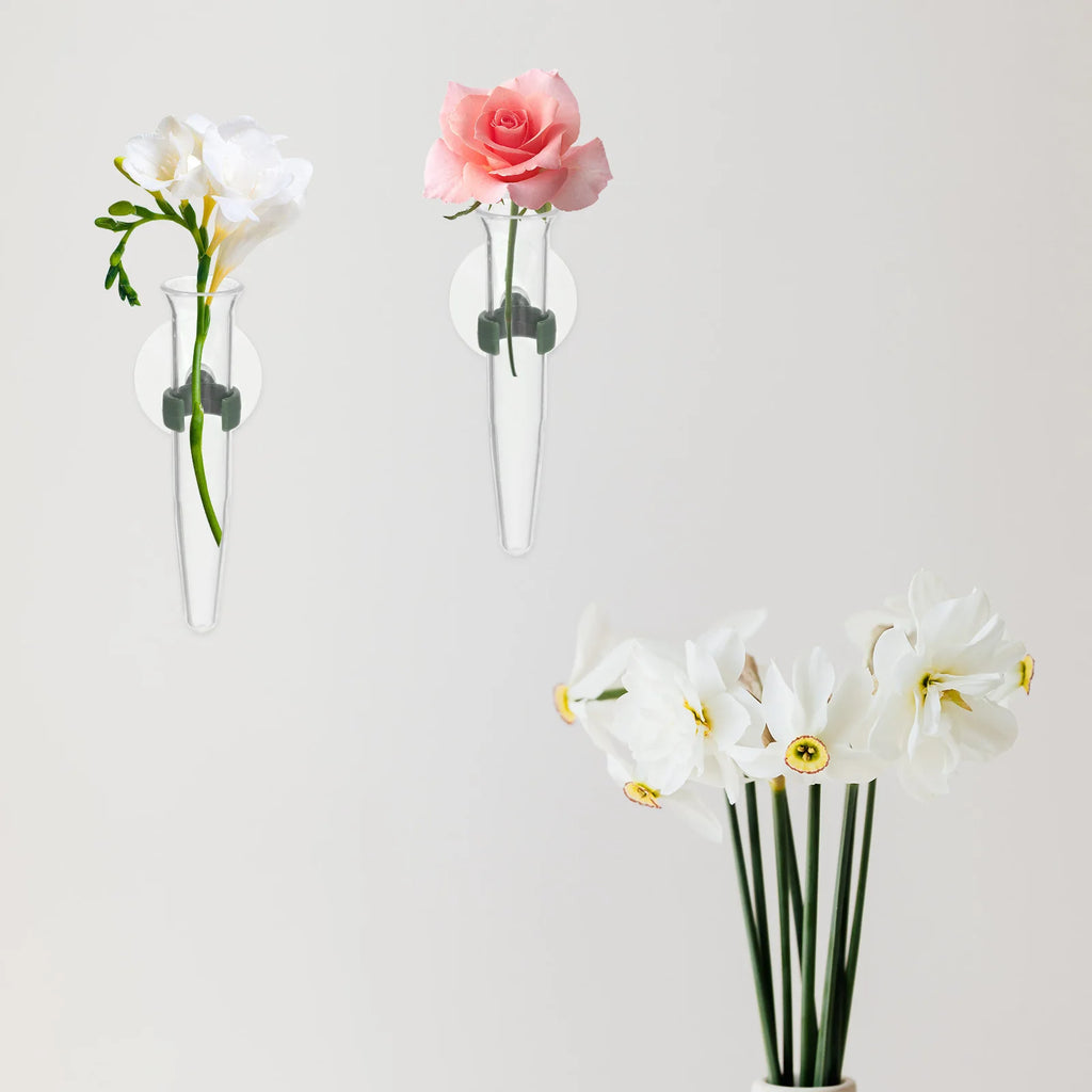 8Pcs Suction Cup Flower Water Tubes Plastic Nutrient Vials for Florist Arrangement Flower Preservation Vase Storage