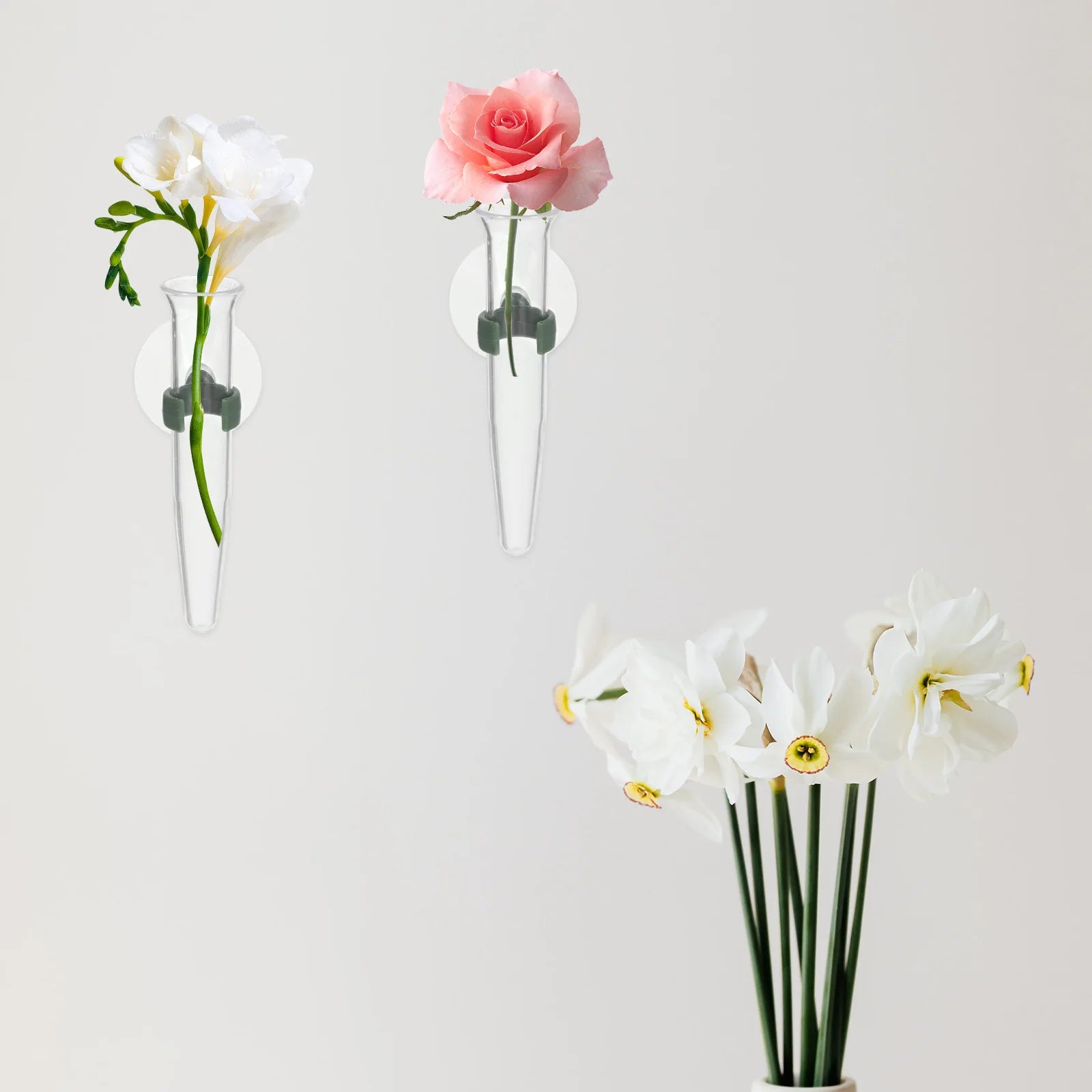 8Pcs Suction Cup Flower Water Tubes Plastic Nutrient Vials for Florist Arrangement Flower Preservation Vase Storage