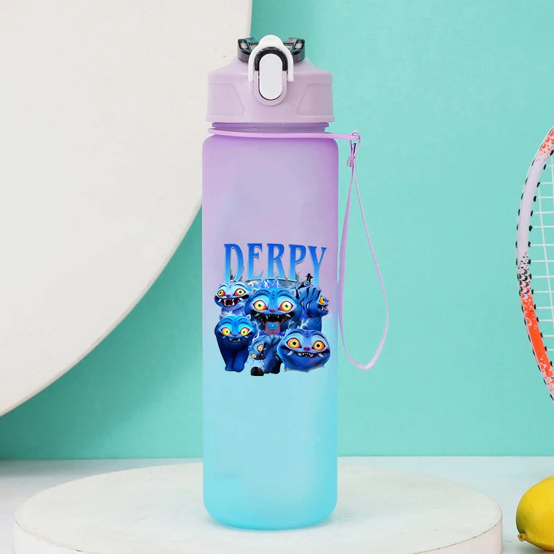 750ml KPop Demon Hunters Girls Boys Outdoor Water Bottles Portable Large Drinking Straw Water Cups Cartoon Sport Office Bottle