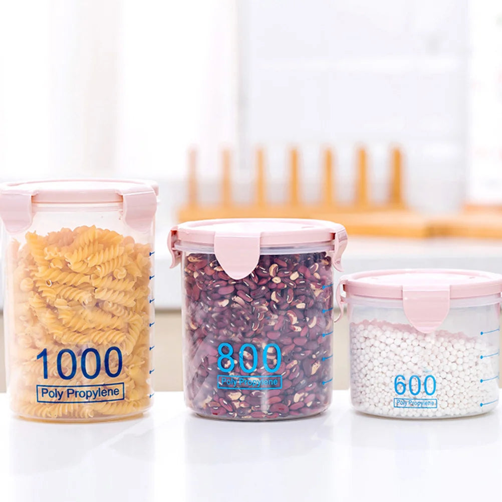 Airtight 800ml Pink Food Storage Container Leakproof for Cereal Flour Sugar Rice Snacks Transparent Polypropylene