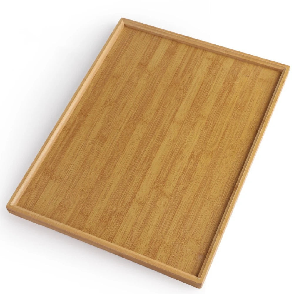 Rectangular Bamboo Tray Solid Color Household Dinner Plates Kitchen Accessories Wooden Fruit Snack Plates