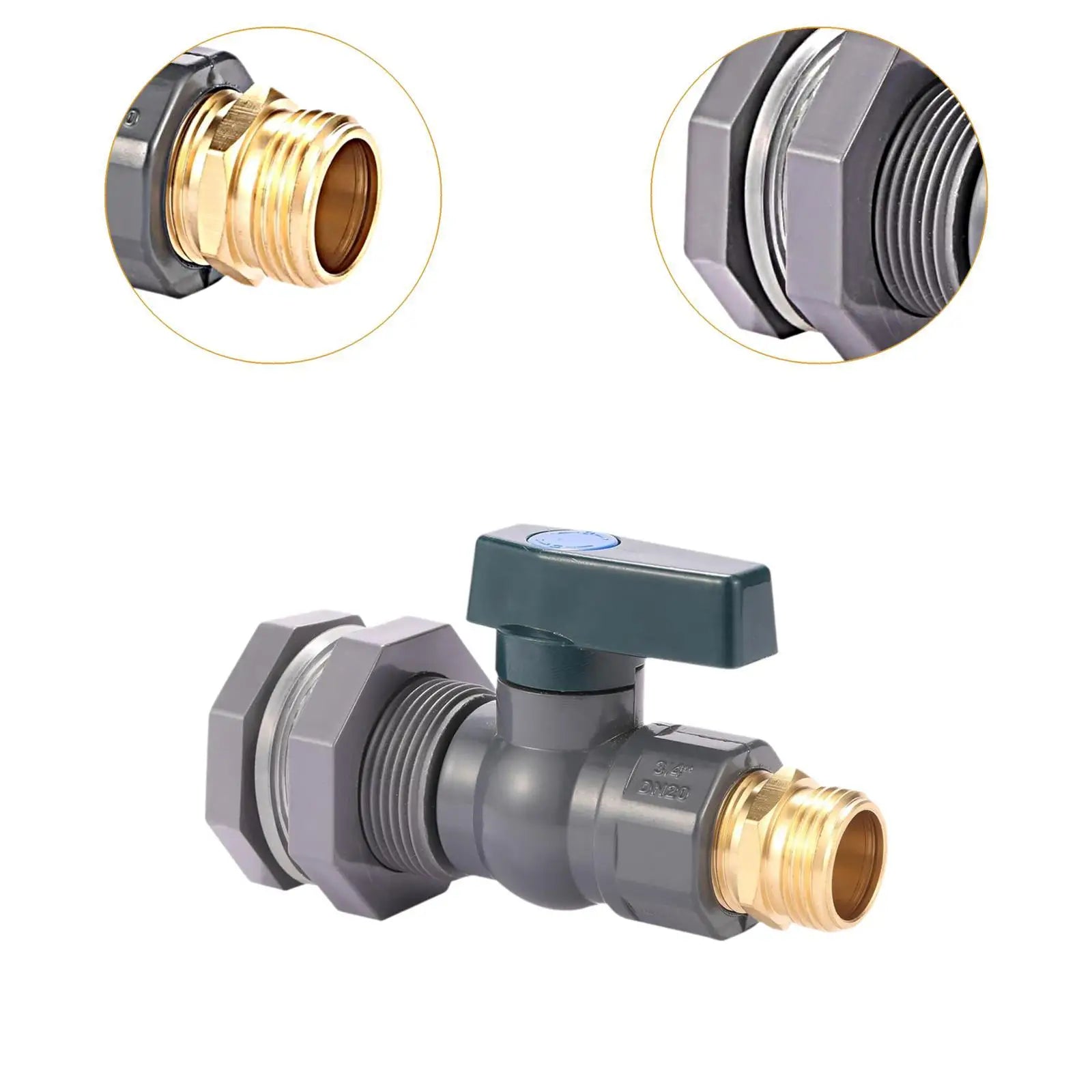 Water Barrel PVC Garden Diverter Kit Garden Faucet Kit 3/4" PVC Bulkhead Fitting