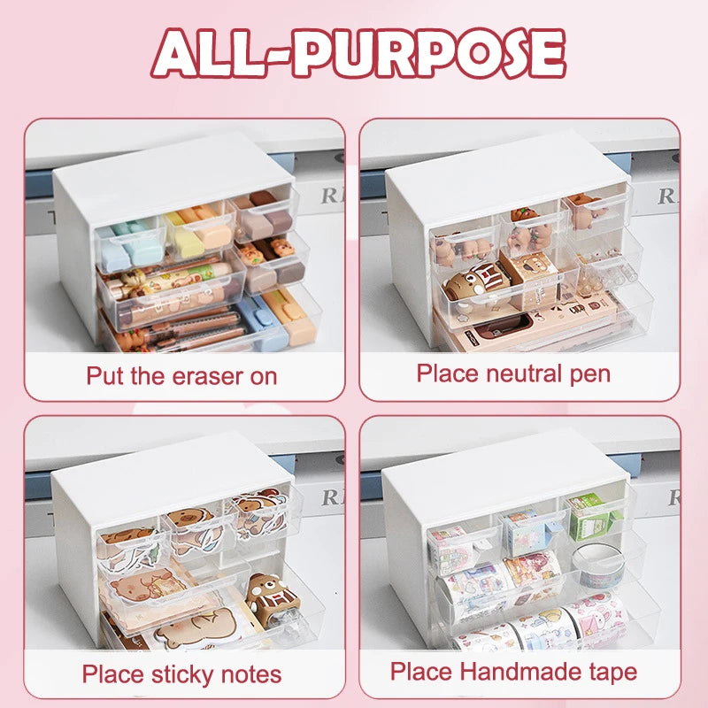 Multi-layer Desktop Storage Box Large Capacity Dustproof Organizing Box Multifunctional Transparent Six Grid Drawer Storage Box