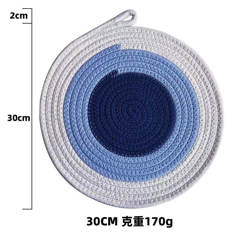 Colored Placemat Pastoral Style Thickened Insulation Cotton Linen Woven Table Mat Heat Resistant Anti Scalding Sand Pot Cup Mat