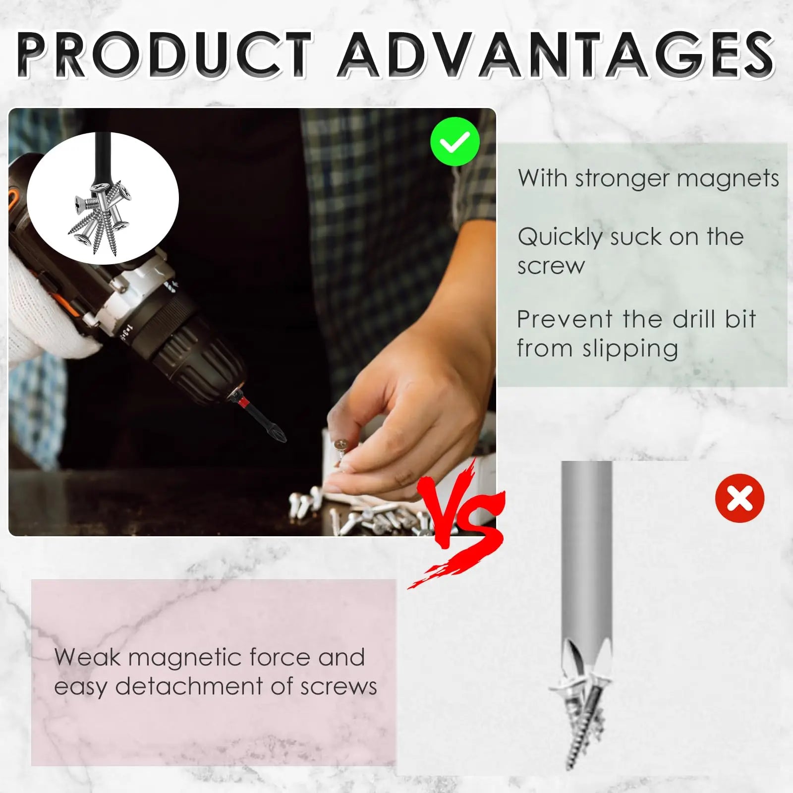 Rafford 15PCS Impact Ready Magnetic Screwdriver Bits Set - 2 Inch Anti-Slip for Impact/Cordless Drill | Torx/Hex/Phillips Head